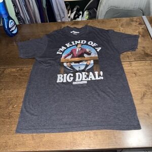 Anchorman Shirt Men Large Gray Legend Of Ron Burgundy Movie Graphic Short Sleeve